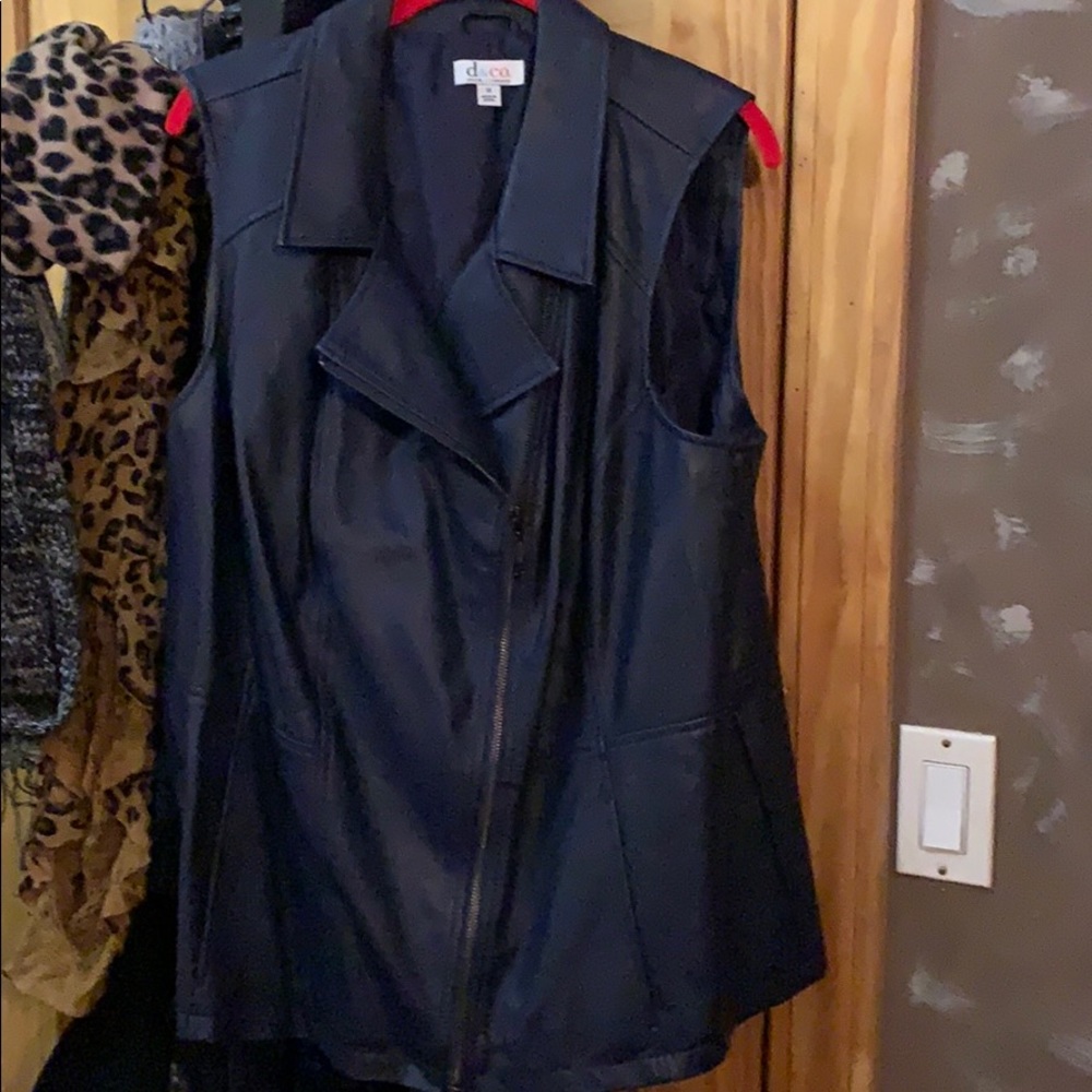 Navy blue faux leather vest